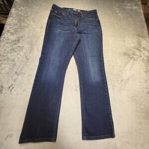 Lee Jeans Womens 12 Blue Straight Mid Rise Dark Wash Stretch 30.5 Inseam